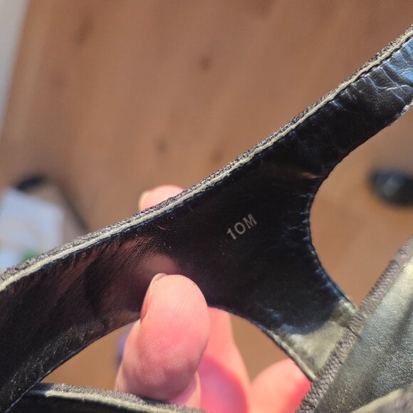 Black lace motif & rosette stiletto heels dressy leather shoes - Picture 9 of 9